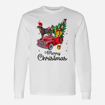 Cattle Dog Rides Red Truck Christmas Pajama Shirt Unisex Long Sleeve | Crazezy