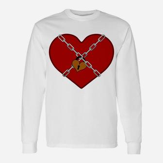 Chained Locked Up Heartanti Valentines Day Trendy Long Sleeve T-Shirt - Seseable
