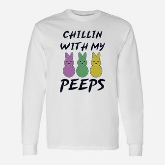 Chillin With My Peps Bunny Funny Easter Unisex Long Sleeve | Crazezy