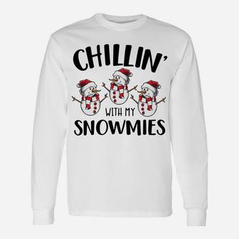 Chillin' With My Snowmies Xmas Snowman Gift Sweatshirt Unisex Long Sleeve | Crazezy