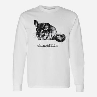 Chinchillin Funny Chinchilla Animal Lover Graphic Vintage Cool Unisex Long Sleeve | Crazezy
