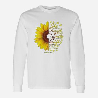 Christian Verse Sunflower Scripture Religious Gift Her Unisex Long Sleeve | Crazezy