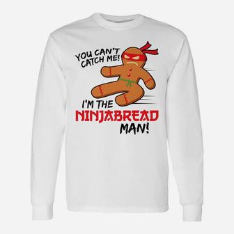 Christmas Ninjabread Man Funny Gingerbread Design Unisex Long Sleeve | Crazezy