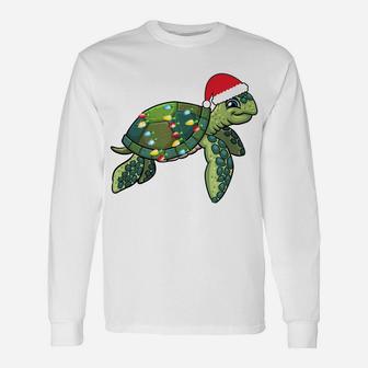 Christmas Sea Turtle With Santa Hat Holiday Cute Gift Pajama Unisex Long Sleeve | Crazezy