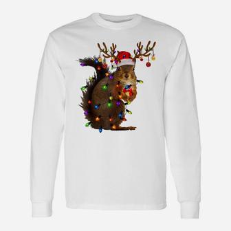 Christmas Squirrel Lights Tree Funny Animal Lover Xmas Raglan Baseball Tee Unisex Long Sleeve | Crazezy UK