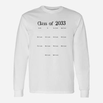 Class Of 2033 Grow With Me Shirt With Space For Handprints Long Sleeve T-Shirt - Thegiftio UK