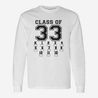 Class Of 2033 Grow With Me Back To School Checkmarks Graphic Unisex Long Sleeve | Crazezy
