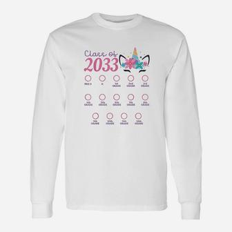 Class Of 2033 Grow With Me First Day Of School Unicorn Unisex Long Sleeve | Crazezy UK