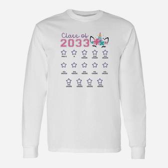 Class Of 2033 Grow With Me First Day Of School Unicorn Unisex Long Sleeve | Crazezy UK