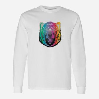 Colorful Bear Wild Animal Jungle Lover Long Sleeve T-Shirt - Thegiftio
