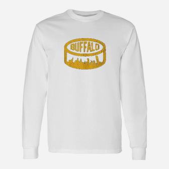 Cool Buffalo Hockey Puck City Skyline Long Sleeve T-Shirt - Thegiftio UK