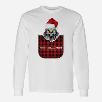 Cool Santa Claus Christmas Pajama Funny Santa Hat Costume Raglan Baseball Tee Unisex Long Sleeve | Crazezy DE