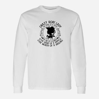 Crazy Goat Lady The Soul Of A Witch The Fire Of A Lioness Long Sleeve T-Shirt - Thegiftio UK