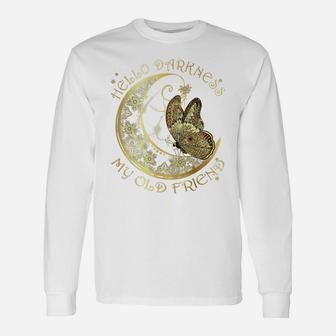 Crescent Moon Butterfly Hello Darkness My Old Friend Unisex Long Sleeve | Crazezy CA