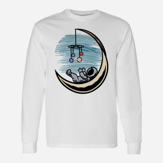Cute Baby Astronaut With Planets Outer Space Moon Theme Sweatshirt Unisex Long Sleeve | Crazezy DE