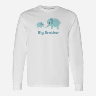 Cute Blue Cartoon Elephant Big Brother Love Long Sleeve T-Shirt - Thegiftio UK