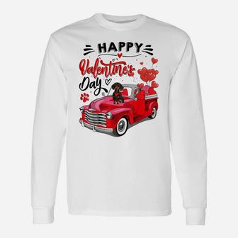 Cute Dachshund Dog Red Truck Happy Valentine's Day Valentine Unisex Long Sleeve | Crazezy AU