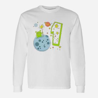Cute First Birthday Alien In Space Baby Unisex Long Sleeve | Crazezy