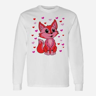 Cute Fox Critter Hunter Hunting Hearts Valentine's Day Heart Unisex Long Sleeve | Crazezy