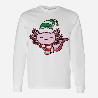Cute Kawaii Axolotl Elf Christmas Santa Hat Unisex Long Sleeve | Crazezy