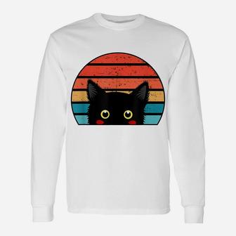 Cute Retro Style Cats Vintage Black Cat Lover Gift Idea Unisex Long Sleeve | Crazezy