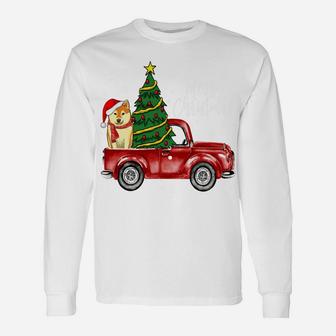 Cute Shiba Inu Dog Truck Merry Christmas Dog Lover Xmas Unisex Long Sleeve | Crazezy UK