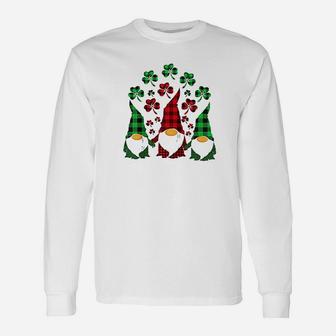 Cute Three Gnomes Shamrocks Long Sleeve T-Shirt - Thegiftio