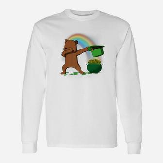 Dabbing Grizzly Bear Leprechaun St Patricks Day Long Sleeve T-Shirt - Thegiftio UK
