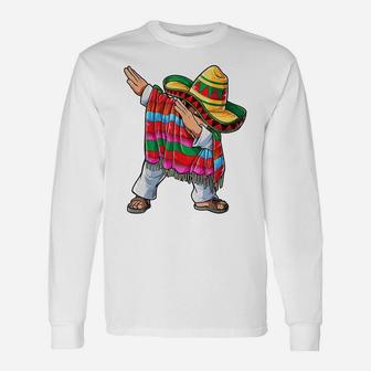 Dabbing Mexican Poncho Cinco De Mayo Men Sombrero Funny Dab Unisex Long Sleeve | Crazezy