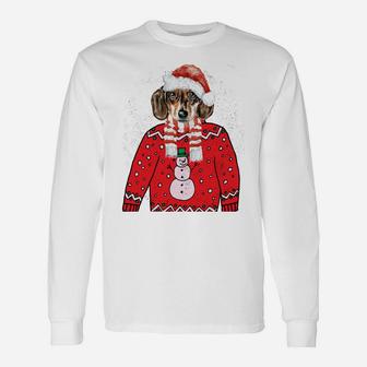 Dachshund Weiner Dog Doxie Ugly Xmas Santa Puppy Gift Outfit Sweatshirt Unisex Long Sleeve | Crazezy