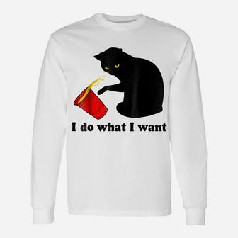 Do What I Want Black Cat Red Cup Funny Graphic Unisex Long Sleeve | Crazezy AU