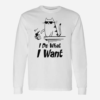 Do What I Want Black Cat Red Cup Funny Graphic Unisex Long Sleeve | Crazezy AU