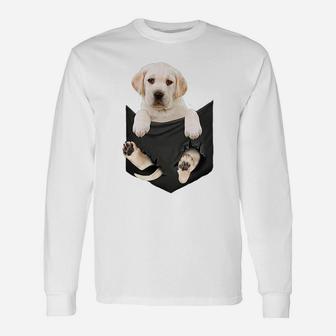 Dog Lovers Gifts White Lab In Pocket Funny Dog Face Unisex Long Sleeve | Crazezy