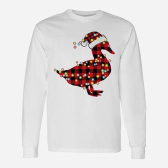 Duck Christmas Red Plaid Buffalo Pajama Farmer Gift Unisex Long Sleeve | Crazezy