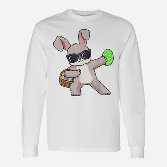 Easter Shirt Dabbing Rabbit Dab Egg Hunting Easter Bunny Unisex Long Sleeve | Crazezy