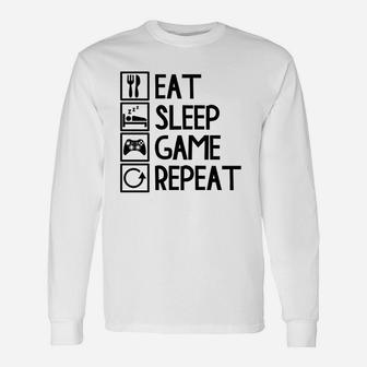 Eat Sleep Game Repeat Unisex Long Sleeve | Crazezy