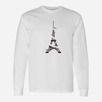 Eiffel Tower With Pink Ribbon Unisex Long Sleeve | Crazezy CA