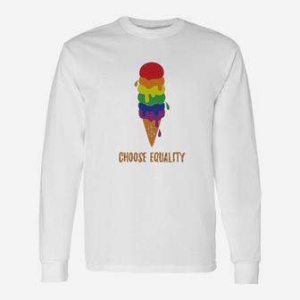 Equality Rainbow Ice Cream Pride Flag Unisex Long Sleeve | Crazezy