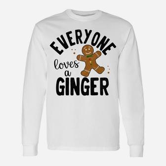Everyone Loves A Ginger Gingerbread Man Christmas Pajama Sweatshirt Unisex Long Sleeve | Crazezy