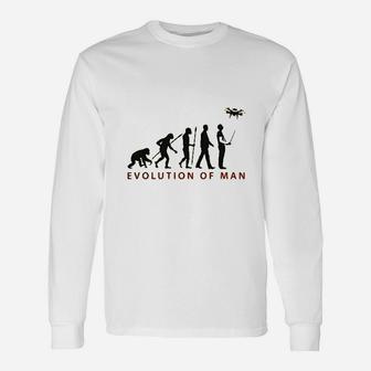 Evolution Of Man Controlling Drone Unisex Long Sleeve | Crazezy