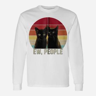 Ew People Funny Black Cats Vintage Kitten Lover Retro Womens Zip Hoodie Unisex Long Sleeve | Crazezy AU
