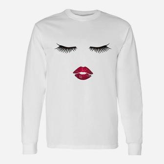Eyelash Lips Lipstick Lash Unisex Long Sleeve | Crazezy