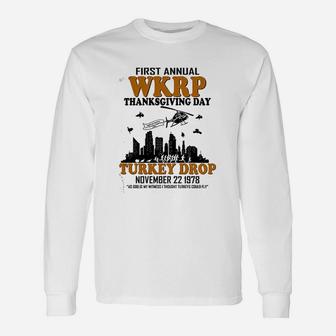 First Annual Wkrp Thanksgiving Day Turkey Drop Vintage Unisex Long Sleeve | Crazezy UK