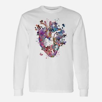 Floral Anatomical Human Heart Graphic Cardiologist Gift Unisex Long Sleeve | Crazezy DE