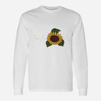 Floral Yellow Flower Blossom Florist Heartbeat Sunflower Unisex Long Sleeve | Crazezy