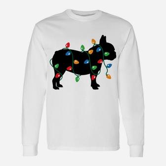 Frenchie Christmas Lights French Bulldog Dog Gift Unisex Long Sleeve | Crazezy UK