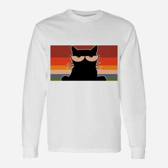 Funny Black Cat T Shirt For Cat Lovers - Vintage Retro Cat Unisex Long Sleeve | Crazezy CA