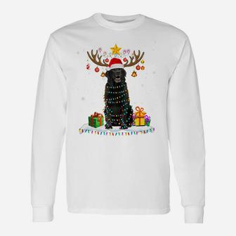 Funny Black Lab Dog Christmas Tee Reindeer Christmas Lights Unisex Long Sleeve | Crazezy