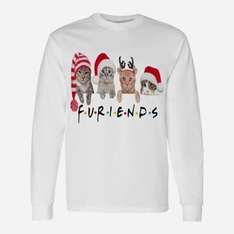 Funny Cat Furiends Merry Christmas Hat Santa Cat Lovers Gift Unisex Long Sleeve | Crazezy DE