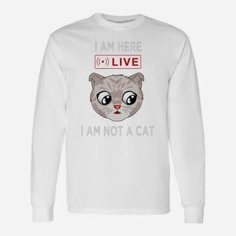 Funny Conference Call I Am Not A Cat Meme Shirt Unisex Long Sleeve | Crazezy